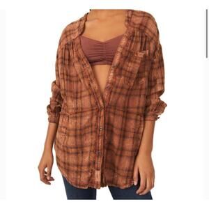 Free people One Of the boys oversized plaid button-down shirt